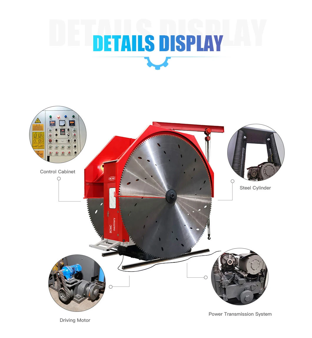 Bcmc High Efficiency Double Blade Stone Cutting Machine Powerfull Driving Motor Natural Hard Block Granite Quarry Cutting Machine for Sale Us Ca Za Zw